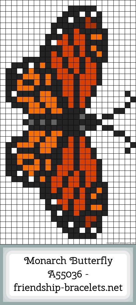 Monarch Butterfly Crochet Blanket, Monarch Butterfly Perler Bead Pattern, Block Stitch Beading, Bead Loom Patterns Butterfly, Crochet Monarch Butterfly, Perler Bead Butterfly Patterns, Tapestry Crochet Graphs, Butterfly Weaving, Perler Bead Butterfly