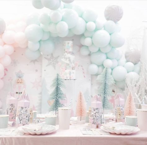 Pastel Winter Birthday Party, Pastel Winter Wonderland Party, Whimsical Winter Wonderland, Ice Princess Birthday Theme, Frozen First Birthday, Snow Birthday Party, Ice Princess Party, Frozen Decor, Winter Birthday Themes