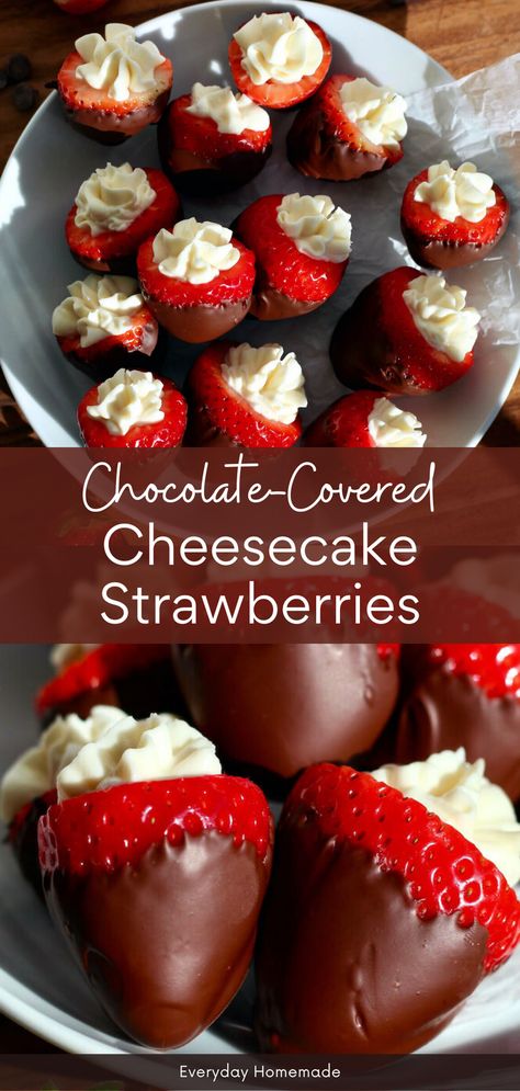 Cheesecake Strawberries, Chocolate Covered Cheesecake, Chocolate Covered Strawberry Recipe, Lava Cake, Easy Baking Recipes Desserts, Sweet Snacks Recipes, Baked Dessert Recipes, Delicious Snacks Recipes, Desserts To Make