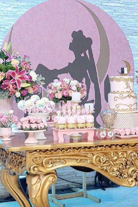 Sailor Moon Quinceanera Theme, Anime Quinceanera Theme, Sailor Moon Quinceanera, Sailor Moon Wedding Theme, Sailor Moon Baby Shower Theme, Sailor Moon Party Ideas, Sailor Moon Birthday Party, Sailor Moon Decor, Moon Party Ideas