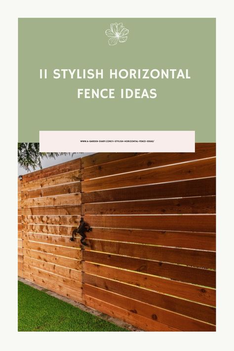 Kickstart your yard's modern transformation with these 11 stylish horizontal fence ideas that will redefine your outdoor space. Horizontal Fence Ideas, Modern Wood Fence, Cedar Fencing, Redwood Fence, Succulent Bowls, Garden Diary, Pallet Fence, Horizontal Fence, Cedar Fence