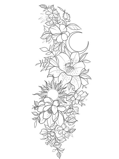 Wild Flower Sleeve Tattoo Stencil, Garter Leg Tattoo, Leg Sleeves For Females Mandala, Simple Full Leg Tattoo Female, Leg Tattoos Women Outline, Mens Tattoo Templates, Leg Lace Tattoo Design, Tattoo Stencil Outline Thigh, Hip Tattoos Women Stencil