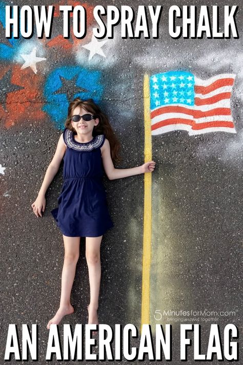 How to Spray Chalk an American Flag #ad #spraychalk #chalkphotography #july4 #sidewalkchalk #americanflag #july4th American Flag Template, 4th Of July Pictures, Chalk Photography, Food Flags, 4th Of July Pics, July Pictures, Chalk Activities, Spray Chalk, Fun Chalk Art