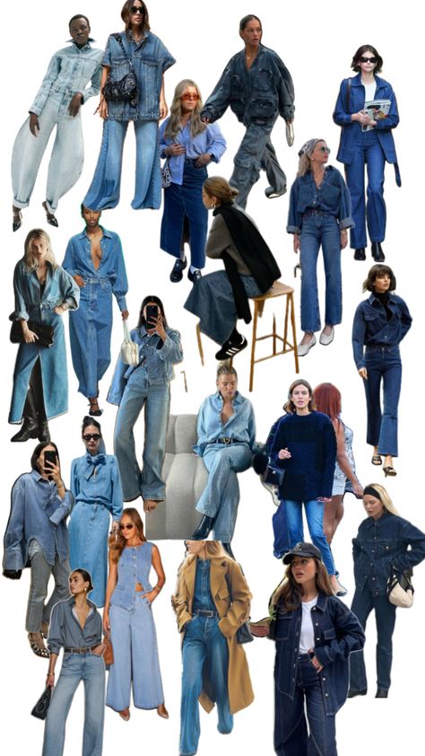 Denim On Denim Family Photos, Denim Om Denim Outfit, Colored Denim Outfits, Mixed Denim Outfits, Chambray Shirt Outfit Fall, Light Blue Jeans Outfit Aesthetic, Light Blue Outfit Ideas, Oversized Denim Shirt Outfit, Denim Outfits For Women