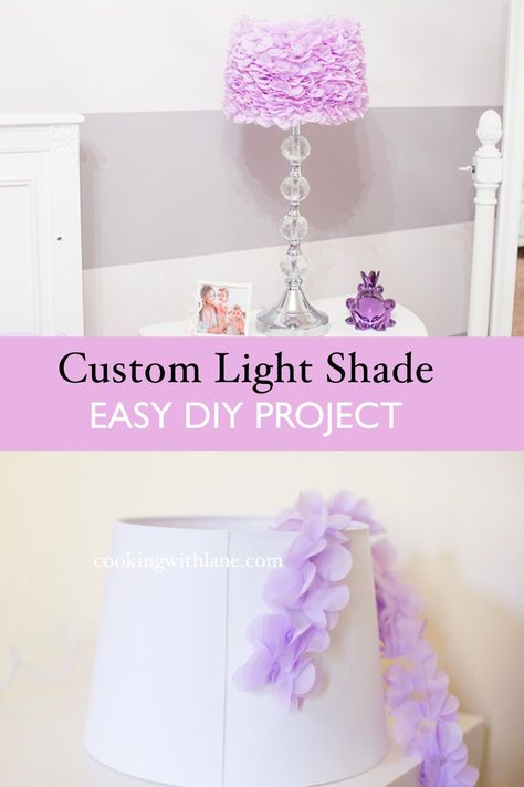 Cricut Lampshade Ideas, Diy Nursery Lamp, Aka Bedroom, Lamp Shade Makeover, Purple Lamp Shade, Lampshades Ideas, Floor Lamp Makeover, Lampshade Tutorial, Glam Lamps