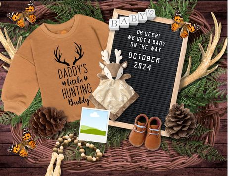 Oh Deer / Holy Duck, We've Got A Baby On The Way - Pregnancy Announcement - Ultrasound & Editable Text - Easy Template for Social Media by ValexieDesign on Etsy Hunting Baby Announcement, Hunting Baby, Oh Deer, Baby Reveal, Baby On The Way, Pregnancy Reveals, Digital Backdrops, Rainbow Baby, Ultrasound