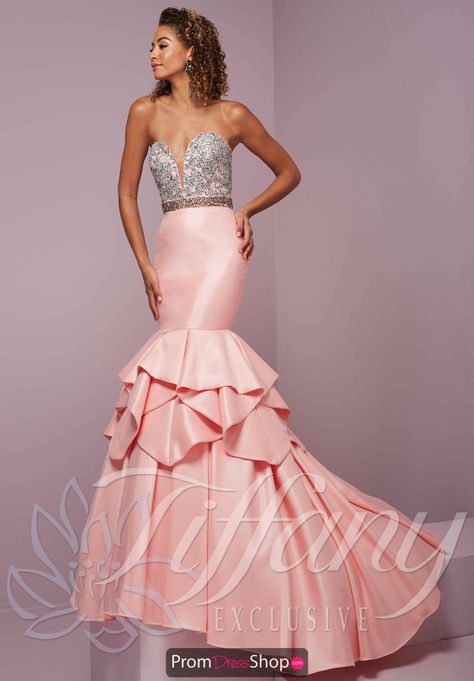 Tiffany Beaded Long Dress 46079 Prom Dresses Lace Sleeves, Tiffany Designs Prom Dress, Prom Dresses Long Open Back, Tiffany Dress, Hot Pink Prom Dress, Tiffany Dresses, Elegant Gowns, Mermaid Prom Dress, Unique Prom Dresses