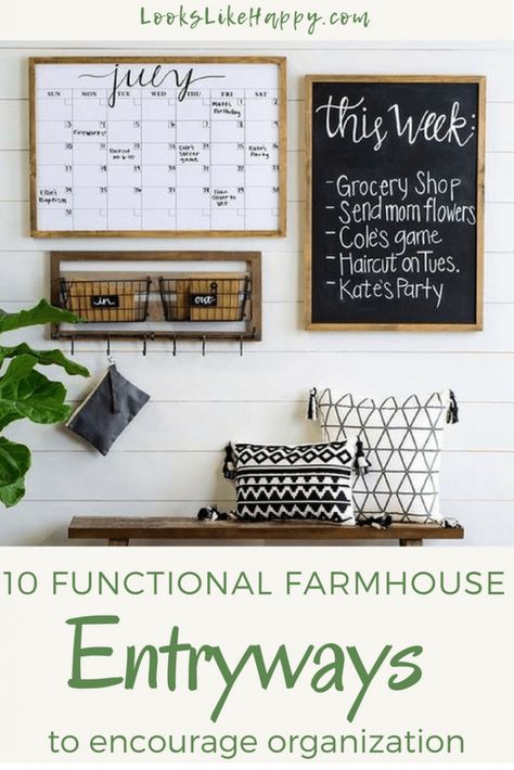 Functional Farmhouse, Farmhouse Office Decor, Home Command Center, Family Command Center, Back To School Organization, Farmhouse Entryway, Design Apartment, Command Center, Diy Planner