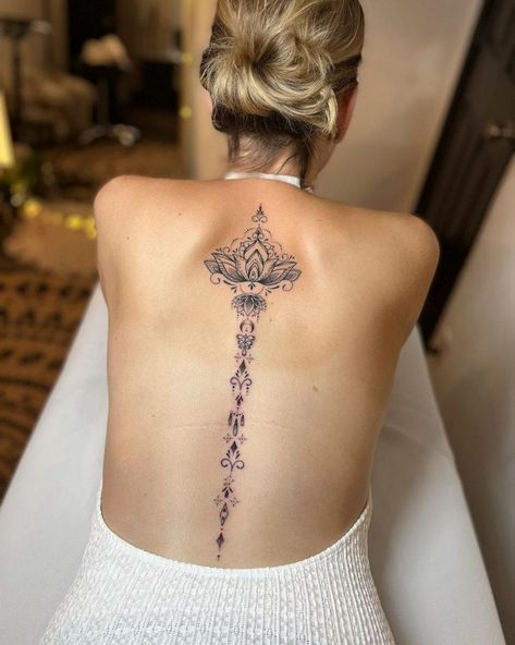 Beauty Spirituality, Protection Tattoo, Flower Spine Tattoos, Spine Tattoo Ideas, Chakra Tattoo, Tato Minimal, Tattoos Infinity, Tattoos Mandala, Beautiful Flower Tattoos