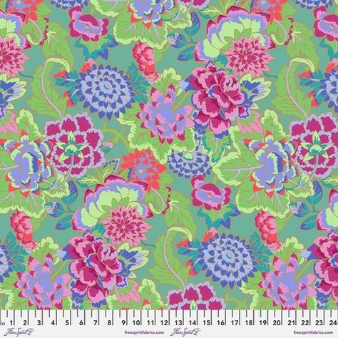 Fabrics by the Yard – Jordan Fabrics Kaffe Fassett Fabric, Aqua Background, Aqua Fabric, Free Spirit Fabrics, Color Aqua, Kaffe Fassett, Cotton Quilting Fabric, Quilt Kit, Quilt Kits