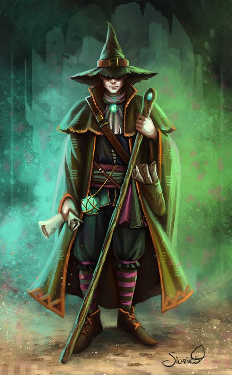 Green Wizard, Advanced Dungeons And Dragons, Fantasy Witch, Magic Man, Witch Art, Medieval Art, Fantasy Rpg, Dark Ages, Character Ideas