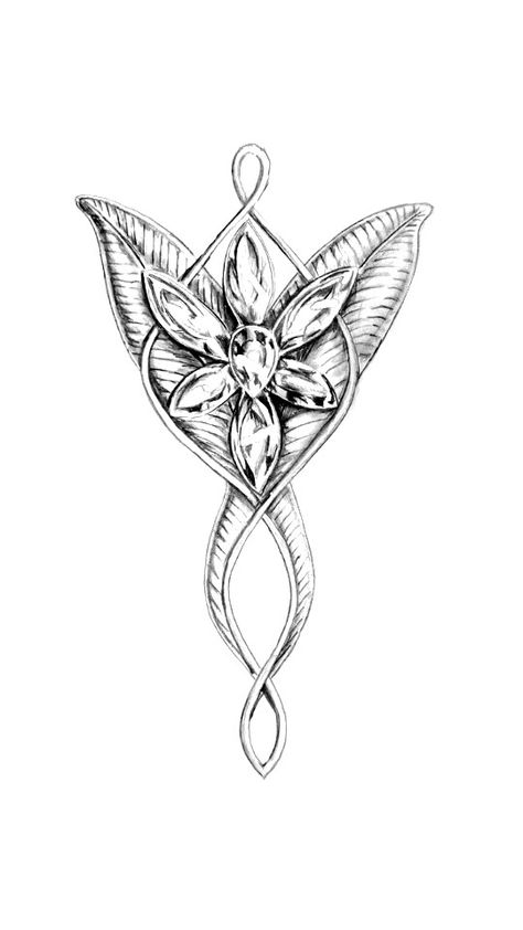 Arwen - the Evenstar Elvish Tattoo, Jewerly Tattoo, Tolkien Tattoo, Tiamat Dragon, Arwen Evenstar, Grace Tattoos, Lotr Tattoo, Lord Of The Rings Tattoo, Fantasy Tattoos