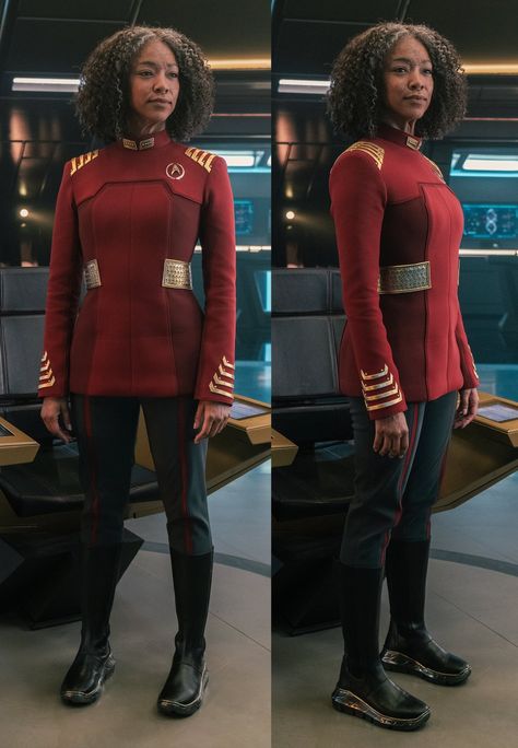 Vulcan Makeup Star Trek, Star Trek Uniforms Female, Star Trek Beyond Uniform, Star Trek Outfits, Star Trek Beyond Jaylah, Navy Ranks, Star Trek Tos Women Uniform, Prime Directive, Star Trek Convention