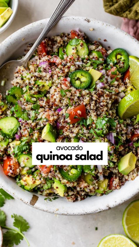 Mango Quinoa Salad, Cilantro Lime Quinoa, Lime Quinoa, Keto Salads, Spicy Salad, Plant Based Lunch, Avocado Quinoa, Mediterranean Quinoa Salad, Quinoa Healthy