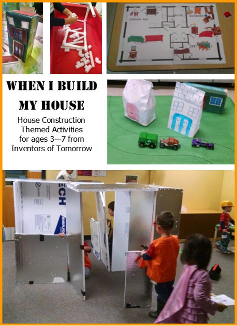 House Building Construction Theme. A collection of hands-on STEM activities for preschool and early elementary kids age 3 - 7. Construction Activities For Elementary, Construction Theme Lesson Plans, House Theme Preschool Activities, Preschool Building Theme, House With Friends, Toddler Home Activities, Engineering For Kids, Preschool Building, Comprehension Kindergarten