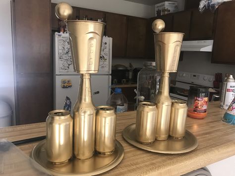 Beer pong trophies diy Diy Funny Trophy Ideas, Funny Trophy Ideas, Beer Olympics Trophy, Wedding Olympics, Beer Pong Trophy, Beer Olympics Party, Funny Trophies, Faster Horses Festival, Southern Party