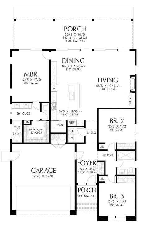 Main level floor plan of The Tempe single-story Spanish 3-bedroom Adobe home with foyer, living room, dining area, kitchen, three bedrooms, laundry room, and a double garage. Three Bedroom One Story House Plans, 3 Bedroom Single Storey House Plans, Three Bedroom House Plans Modern, Single Level House Plans, Manor House Plans, 3 Bedroom Home Floor Plans, Floor Plans And Layouts, Single Storey House Plans, 3 Bedroom Floor Plan