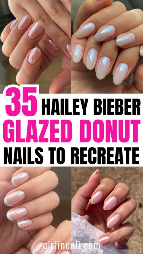 Hailey Bieber Glazed Donut Nails, Blue And Black Nails, Short Nail Art Designs, Chrome Nails Opi, Short Nail Art, Glazed Donut Nails, Bieber Nails, Donut Nails, Chrome Nail Art