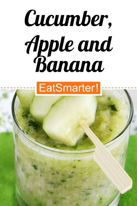 Erfrischend und leicht: Cucumber, Apple and Banana Smoothie - few calories - quick recipe - simple dish - So healthy is the recipe: 8.9/10 | A recipe idea by EAT SMARTER | diet, Ape Diet, Detox Diet, Fat-Burner Diet, non-alcoholic, Vitamin-rich, Vegetable Juice, Smoothie, Apple Smoothie, banana smoothie, Cucumber smoothie, Herb #greensmoothie #healthyrecipes Cucumber Banana Smoothie, Smoothie Recipes Apple, Cucumber Smoothie Recipes, Smoothie Recipes Banana, Apple And Banana Smoothie, Smoothie Cucumber, Banana Smoothie Recipes, Smoothie Apple, Apple And Banana