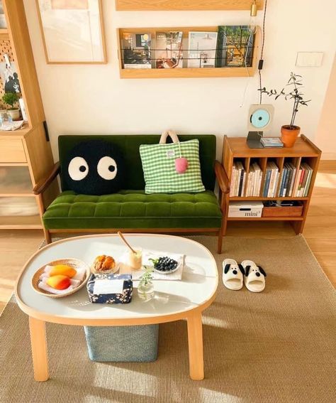 Japanese Inspired Room Aesthetic, Ghibli Apartment Aesthetic, Cozy Japanese Living Room, Japanese Apartment, Sunken Living Room, Condo Interior, Redecorate Bedroom, Cozy Room Decor, Minimalist Room