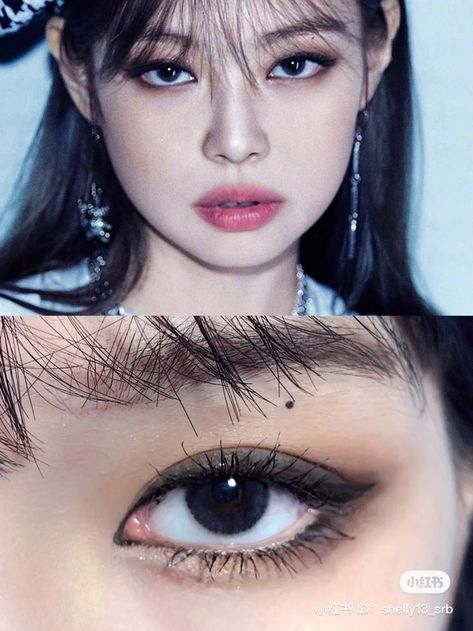 Jennie Eyeliner, K Pop Makeup Eye, K Pop Makeup Looks, Asian Grunge Makeup, Kpop Makeup Looks, K Pop Makeup, Idol Makeup, Pop Makeup, Eye Makeup Styles