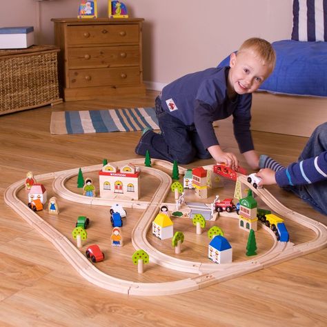 Bigjigs Rail BJT015 Circuit De Train Ville Et Village: Amazon.fr: Jeux et Jouets Toy Trains Set, Eco Toys, Train Sets, Train Set, Toy Train, Town And Country, Wooden Toys, Circuit, Toddler Bed