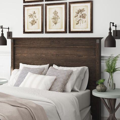 Loon Peak Carl Panel Headboard & Reviews | Wayfair Brown Headboard Bedroom Ideas, Bedroom Dark Headboard, Dark Brown Headboard Bedroom, Dark Brown Headboard, Brown Headboard Bedroom, Dark Wood Headboard Bedroom, Dark Headboard, Wood Headboard Bedroom, Dark Wood Headboard