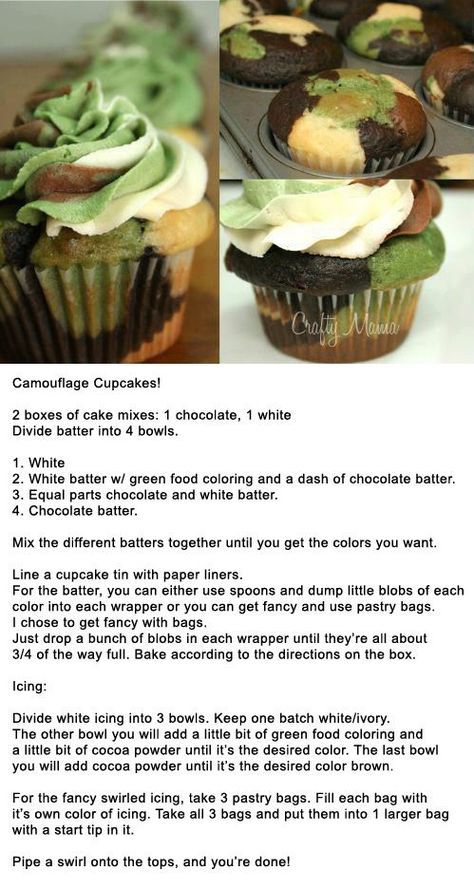 Camo cupcakes Camouflage Cupcakes, Camo Cakes, Birthday Cupcakes For Women, Camo Cupcakes, Camo Cake, Army Cake, Army Birthday Parties, Army's Birthday, Outfit Hijab Casual