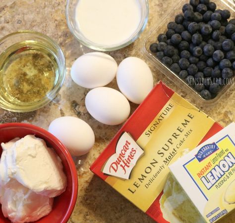 Ingredients for a Lemon Blueberry Cake | SensiblySara.com Easy Lemon Blueberry Bundt Cake, Cake Mix Lemon Blueberry Bundt Cake, Cake Mix Lemon Blueberry Cake, Lemon Blueberry Pound Cake From Cake Mix Boxes, Lemon Blueberry Bundt Cake Recipes From Mix Boxes, Lemon Blueberry Cake With Box Cake, Blueberry Bundt Cake With Box Cake, Lemon Blueberry Box Cake, Lemon Blueberry Cake Recipes Using Cake Mix Boxes