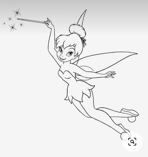 Tinker Bell Drawing, Simple Tinkerbell Tattoo, Tattoo Ideas Tinkerbell, Tinkerbell Tattoo Stencil, Tinkerbell Tattoo Sassy, Tinkerbell Outline, Tinker Bell Tattoos For Women, Tinkerbell Tattoo, Tinkerbell Silhouette Tattoo