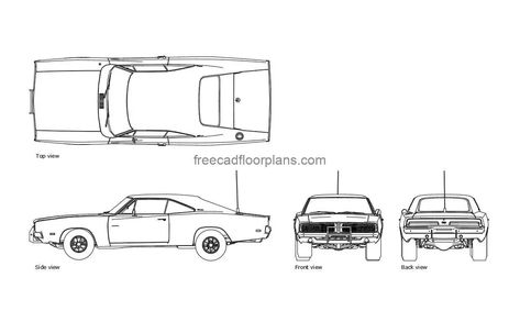 69 Dodge Charger - Free CAD Drawings Dodge Charger Drawing, Charger Drawing, General Lee Car, Dodge Charger 1970, Pool Houses Plans, House Plans Design, Floor Plans House, 69 Dodge Charger, Cars Black