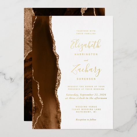 Brown And Gold Invitation, Brown Cream And Gold Wedding, Brown And Rose Gold Wedding, Chocolate Brown Wedding Theme, Brown And Gold Wedding Theme, Shades Of Brown Wedding Theme, Brown Gold Wedding, Brown Wedding Colors, Brown And Gold Wedding