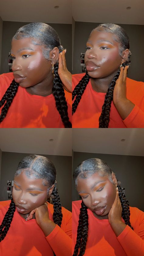 Side Part Pigtail Braids, Double Braided Pigtails Black Women, Double Pigtail Braids, Low Pigtail Hairstyles Black Women, Pigtail Braids Black Women, Women Pigtails, Braided Pigtails Black Women, Quick Summer Hairstyles, Summer Hairstyles Black Women