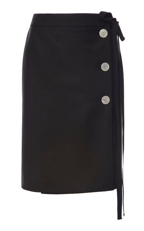 Button-Embellished Mohair-Blend Skirt by PRADA Now Available on Moda Operandi Pearl Oyster, Maxi Pencil Skirt, Prada Fashion, Wool Skirts, Skirt Design, Pearl Buttons, Moda Operandi, Fashion Collection, Pencil Skirt