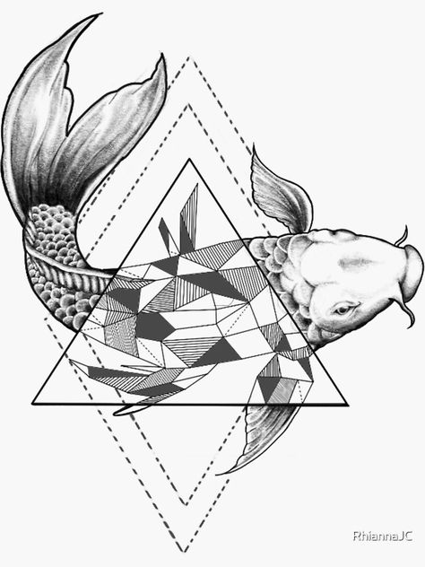 Geometric Koi Fish, Koi Sticker, Geometric Animal Tattoo, Geometric Art Animal, Hyper Realistic Tattoo, Koi Fish Designs, Symbole Viking, Koi Fish Tattoo, Carpe Koi