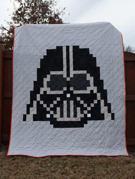 The Dark Side Quilt Pattern An Unofficial Darth Vader/Star | Etsy Darth Vader Quilt, Crochet Star Wars, Star Wars Sewing, Star Wars Quilt, Mini Patchwork, Star Wars Crafts, Darth Vader Star Wars, Crochet Star, Twin Quilt Size