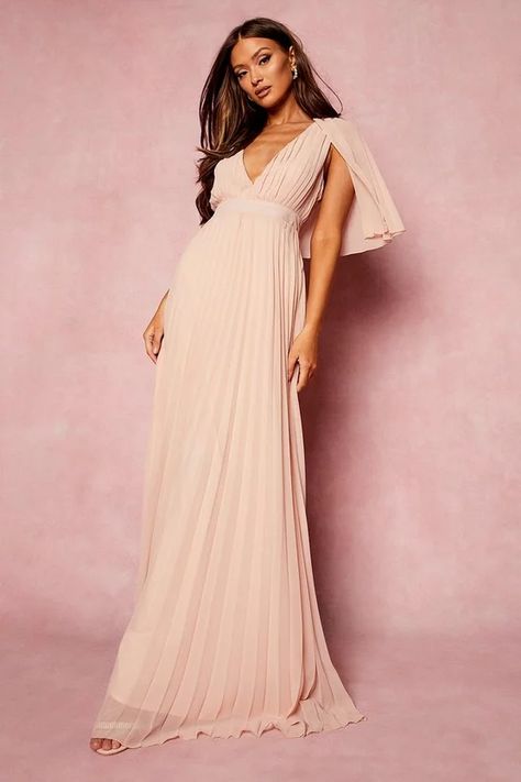 Pleated Cape Detail Bridesmaid Maxi Dress Bridesmaid Squad, Latest Bridesmaid Dresses, Midi Bridesmaid Dress, Bridesmaid Dress Collection, Cami Dresses, Flowing Fabric, Wedding Palette, Maxi Bridesmaid Dresses, Skater Dresses