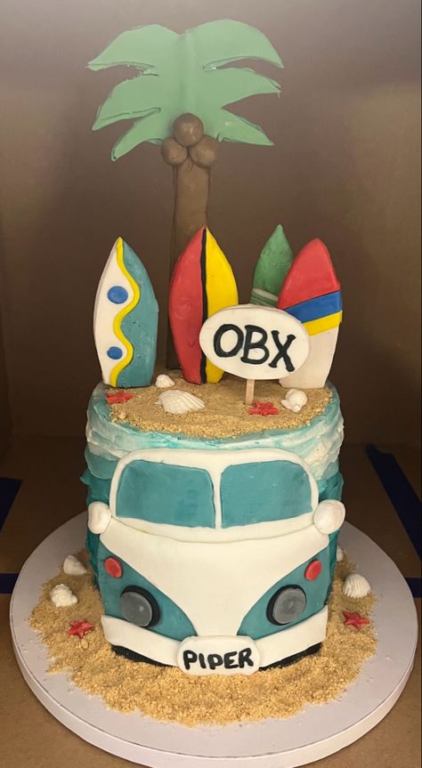 Outer Banks Birthday Cake, Surfer Cake, Summer Birthday Cake, Twinkie Cake, 14th Birthday Cakes, Birthday Sleepover, Jj Maybank, Pretty Bike, Summer Cakes