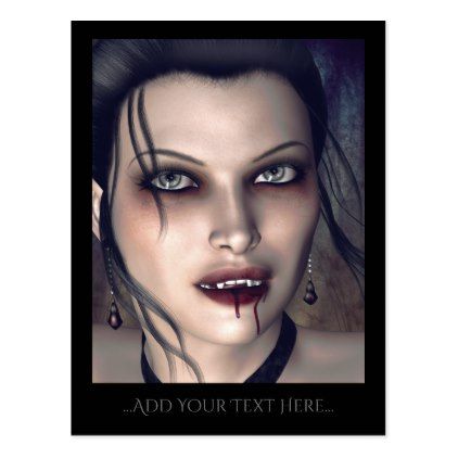 #Female Gothic Vampire Postcard - #Halloween #happyhalloween #festival #party #holiday Pretty Zombie Makeup, Vampire Beauty, Halloween Makeup For Kids, Vampire Makeup Halloween, Dark Vampire, Beauty Poster, Vampire Pictures, Vampire Makeup, Creepy Halloween Makeup