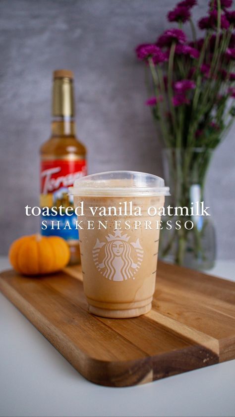 Starbucks Iced Toasted Vanilla Oatmilk Shaken Espresso✨ Say that fives times fast🥹😅 This recipe is so simple! All ya need: 🌻2-3 shots of… | Instagram Iced Toasted Vanilla Oatmilk Shaken Espresso, Starbucks Toasted Vanilla Oatmilk Shaken Espresso, Starbucks Iced Toasted Vanilla Oatmilk Shaken Espresso, Starbucks Iced Blonde Espresso Drinks, Oatmilk Espresso Recipes, Starbucks Toasted Vanilla Oatmilk, Recipes With Oatmilk, Oat Milk Iced Coffee Recipe, Starbucks Blonde Nespresso Recipes