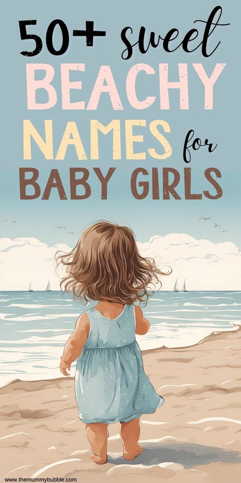 Gorgeous ocean names for girls inspired by the sea, waves and beaches. Sea Names Girl, Beach Names Ideas, Beachy Girl Names, Beachy Baby Names, Ocean Baby Names, Beach Names, Ocean Names, Beachy Girl