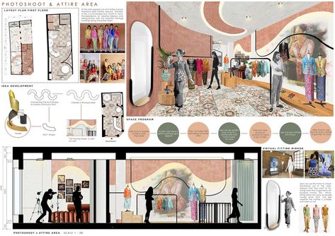 Interior Design Illustration, Interior Design Presentation Boards, Architecture Degree, Baba Nyonya, Interior Design Portfolio Layout, Interior Design Layout, Retail Store Interior Design, Interior Design Student, Interior Architecture Drawing