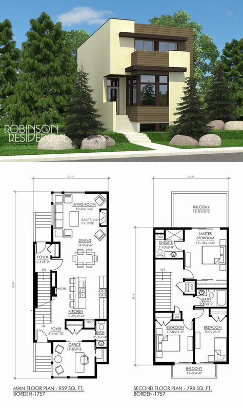 Corner Windows, Narrow House Plans, Narrow Lot House, Narrow Lot House Plans, Little House Plans, Two Story House Plans, Two Story House, Free House Plans, 4 Bedroom House Plans