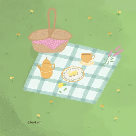 Picnic Drawing, Picnic Illustration, Painting Procreate, Outside Furniture, Picnic Time, Nature Drawing, Art References, Painting Illustration, Illustration Drawing