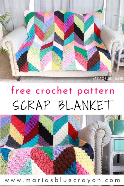 Herringbone Blanket Crochet, Herringbone Crochet Blanket Pattern Free, Corner To Corner Blanket Pattern, Yarn Saving Crochet Stitches, Scrap Yarn Blanket Crochet, Knitted Scrappy Blankets, Herringbone C2c Crochet Blanket, Crochet Corner To Corner Pattern Free, Scrap Yarn Crochet Blanket Pattern Free