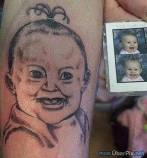 Scary tattoo fail Bad Portrait Tattoos, Worlds Worst Tattoos, Really Bad Tattoos, Tattoos Gone Wrong, Horrible Tattoos, Terrible Tattoos, Tattoos Drawing, Baby Tattoo Designs, Tattoos Meaning