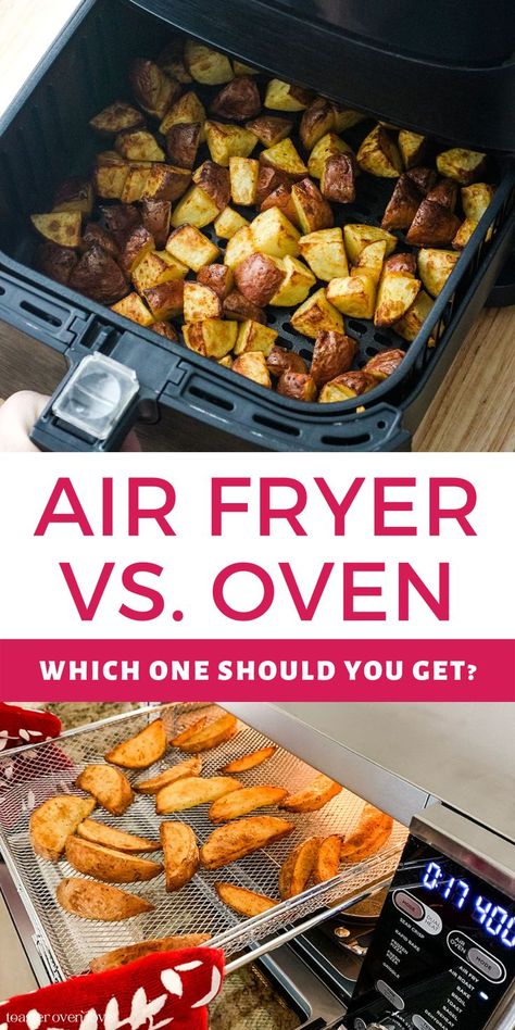 Hand pulling basket of roasted potatoes from an air fryer and gloved hands removing basket of potato wedges from a countertop oven. Toaster Oven Air Fryer, Convection Oven Recipes, Toaster Oven Recipes, Oven Air Fryer, Convection Toaster Oven, Convection Cooking, Smart Oven, Air Fried Food, Countertop Oven