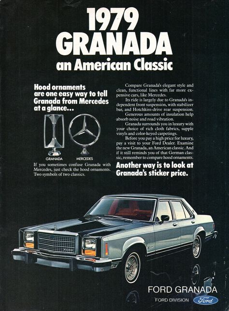 Ford Granada, Automotive Marketing, Ford Lincoln Mercury, Ford Cars, Retro Ads, Car Advertising, Car Magazine, Us Cars, Old Ads