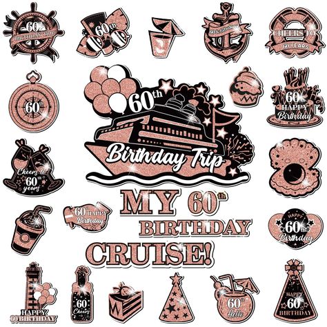 PRICES MAY VARY. 60th Cruise Door Magnets Decorations:You will get 25pcs of Rose Gold Black 60th Birthday Cruise Door Magnets.These 60th birthday Cruise Door Magnets have "60th Birthday Trip" and many shapes.With these beautiful 60th Birthday magnets decorations, they further set off a atmosphere of 60th birthday party. Material and Size:The 60th Birthday Cruise Door Magnets is made of acrylic.The size of this magnets is about 9.8*7 to 1.5*2.3 inches. It is not very large in size, and it is conv Cruise Door Magnets, Gold Birthday Decorations, Birthday Door, 60th Birthday Decorations, Birthday Cruise, Car Kitchen, Cruise Door, Happy 70 Birthday, Happy 60th Birthday