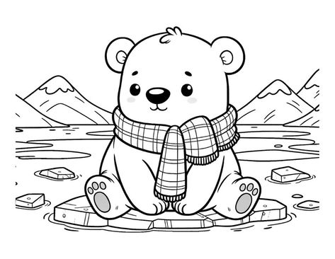 Free Polar Bear Coloring Pages For Kids Polar Bear Coloring Pages, Polar Bear Coloring Page, Polar Bear Color, Ornaments Ideas, Snowflake Sticker, Lion King Birthday, King Birthday, Bear Coloring Pages, Unicorn Birthday Invitations